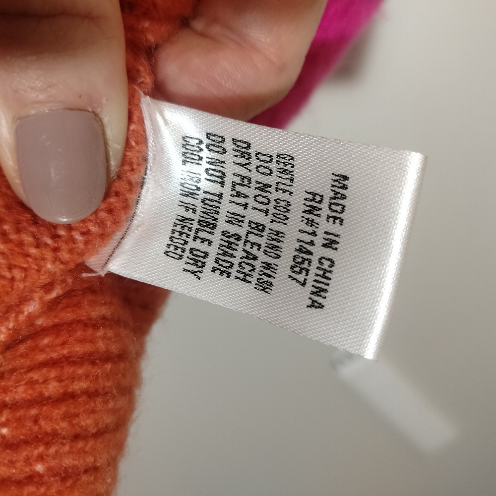 THML Vibrant Colorblock Mock-Neck Sweater in Orange & Pink - Picture 6 of 10